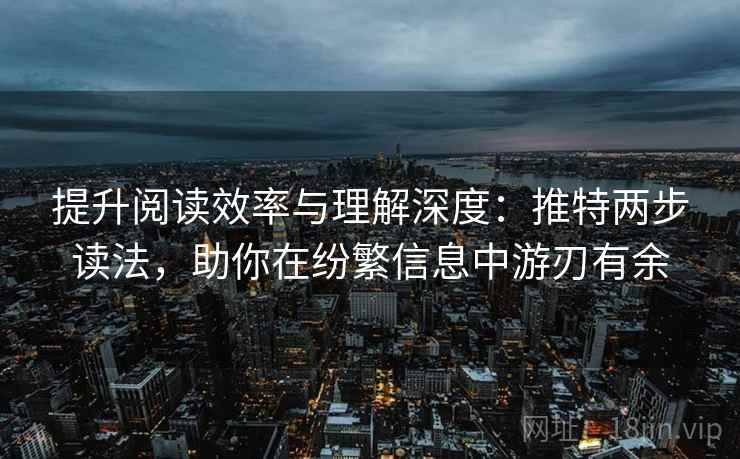 提升阅读效率与理解深度：推特两步读法，助你在纷繁信息中游刃有余